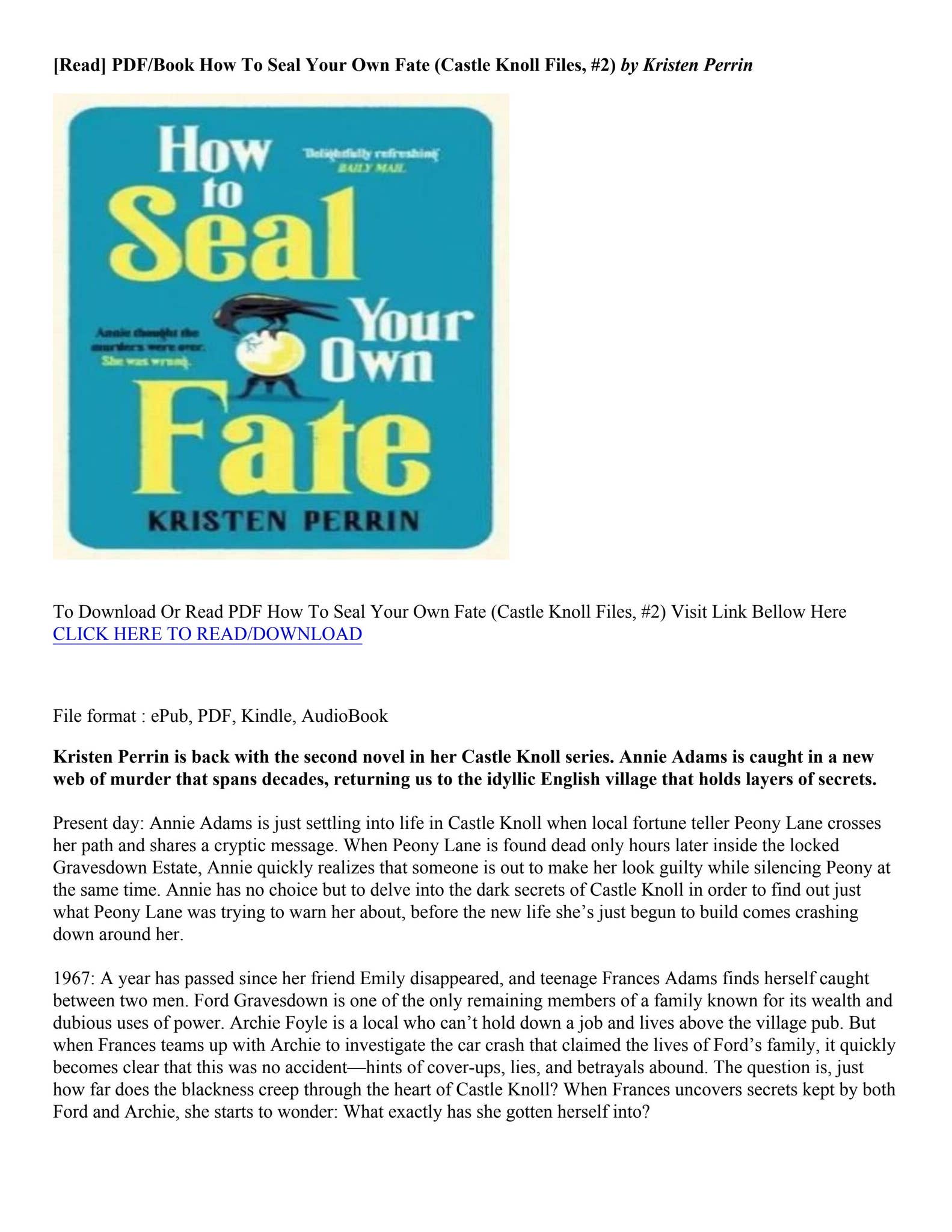  pdf download how to seal your own fate castle knoll files 2 by