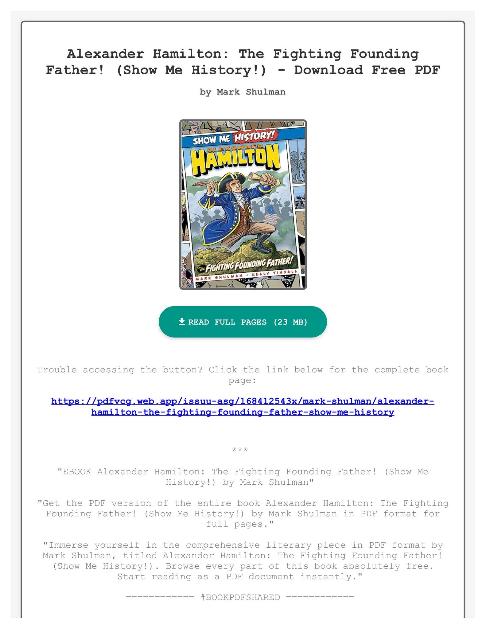 Ebook Alexander Hamilton The Fighting Founding Father Show Me History By Mark Shulman By Ebook Alexander Hamilton The Fighting Founding Father Show Me History By Mark Shulman By