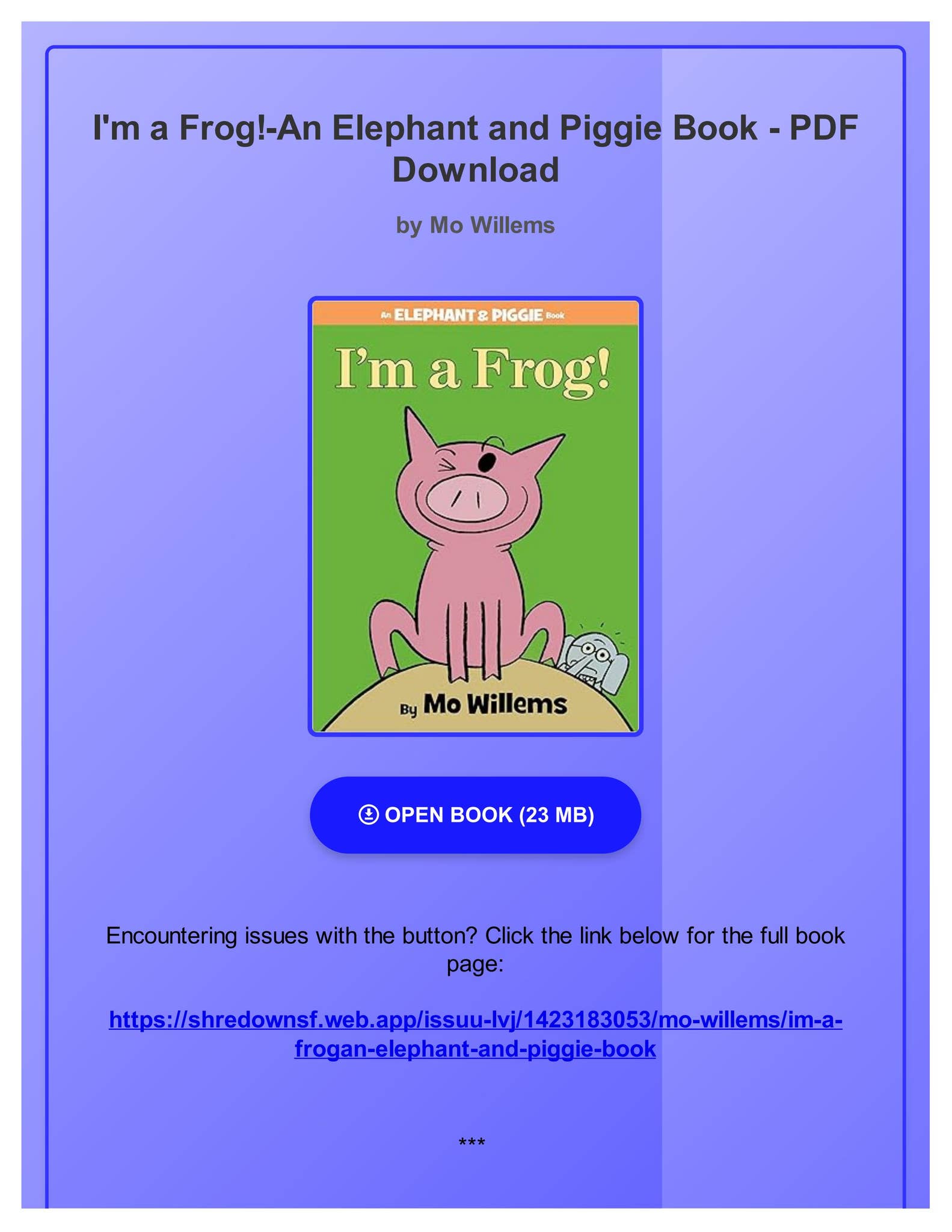 PDF Download) I'm a Frog!-An Elephant and Piggie Book by