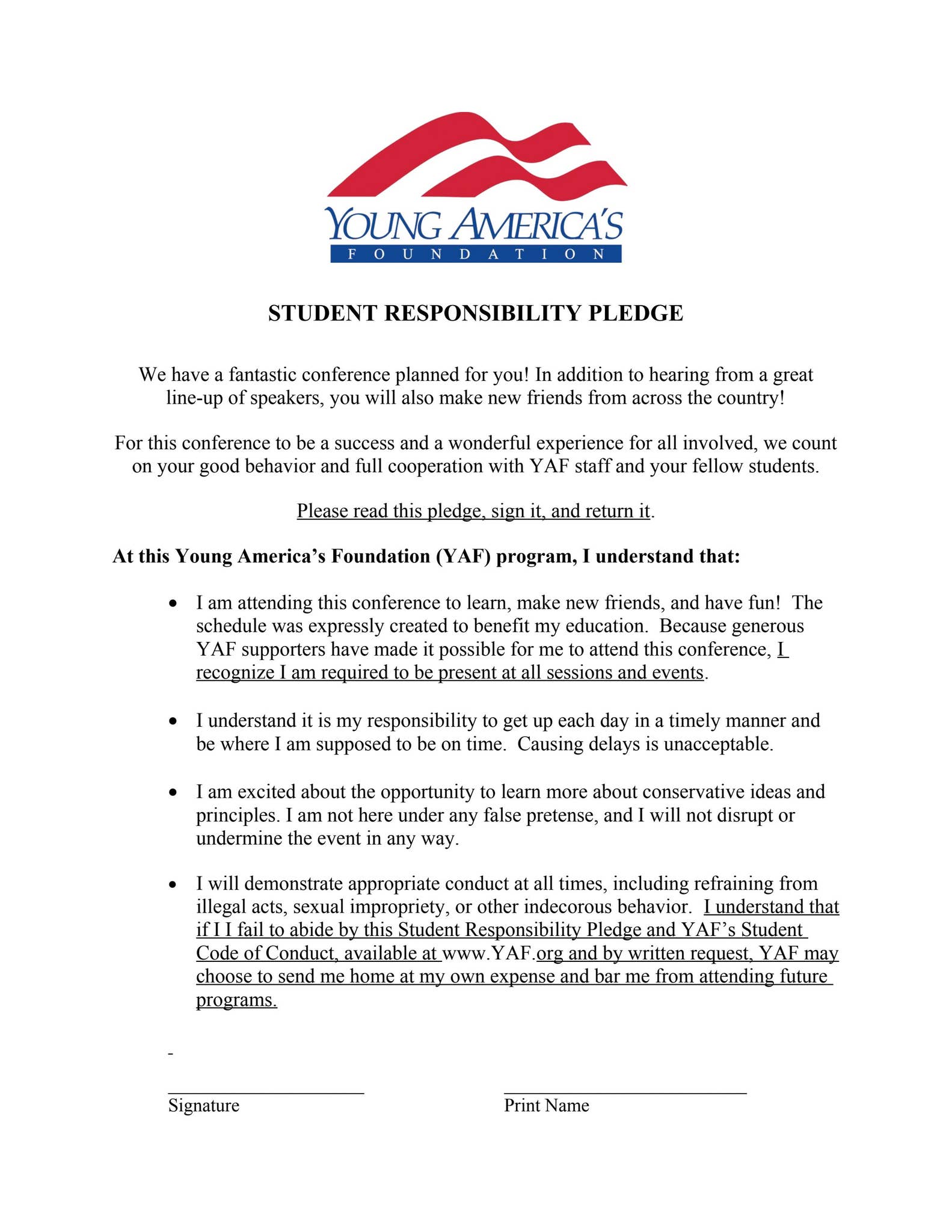 Student Responsibility Pledge by Young America's Foundation - Issuu