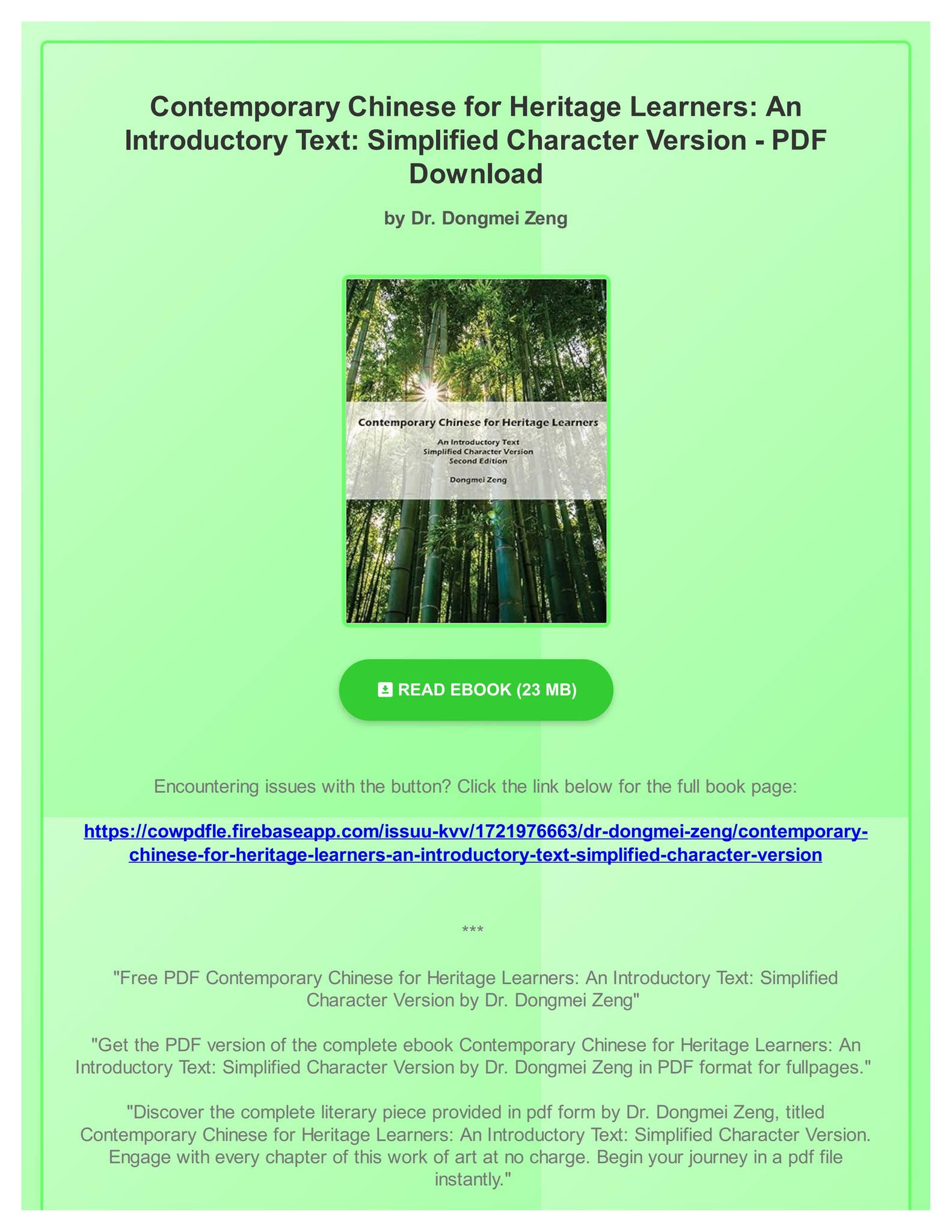 Free PDF Contemporary Chinese for Heritage Learners: An