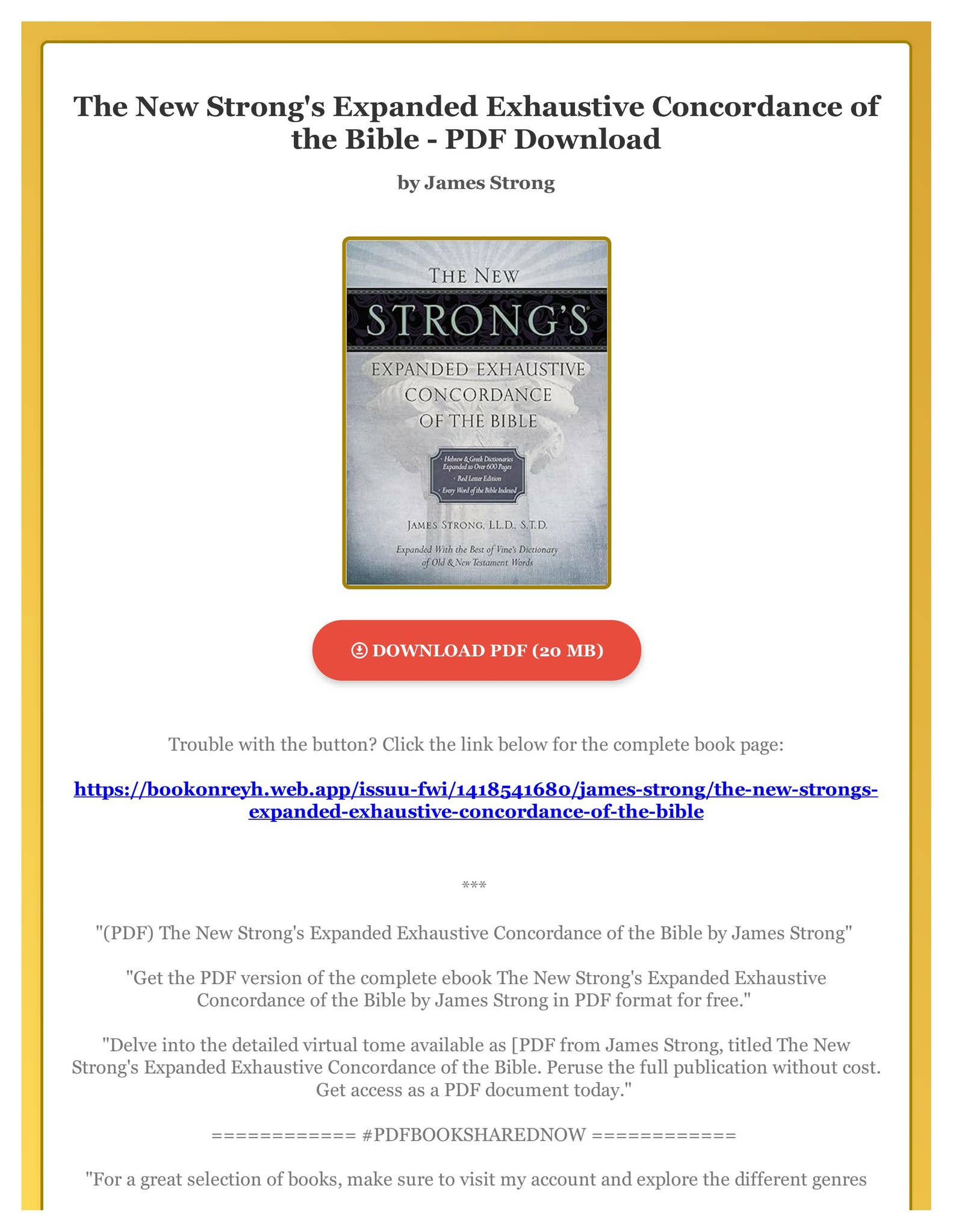 PDF) The New Strong's Expanded Exhaustive Concordance of