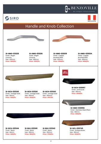 Benzoville 柜 Handles Master 目录 2024-25 第 18 页