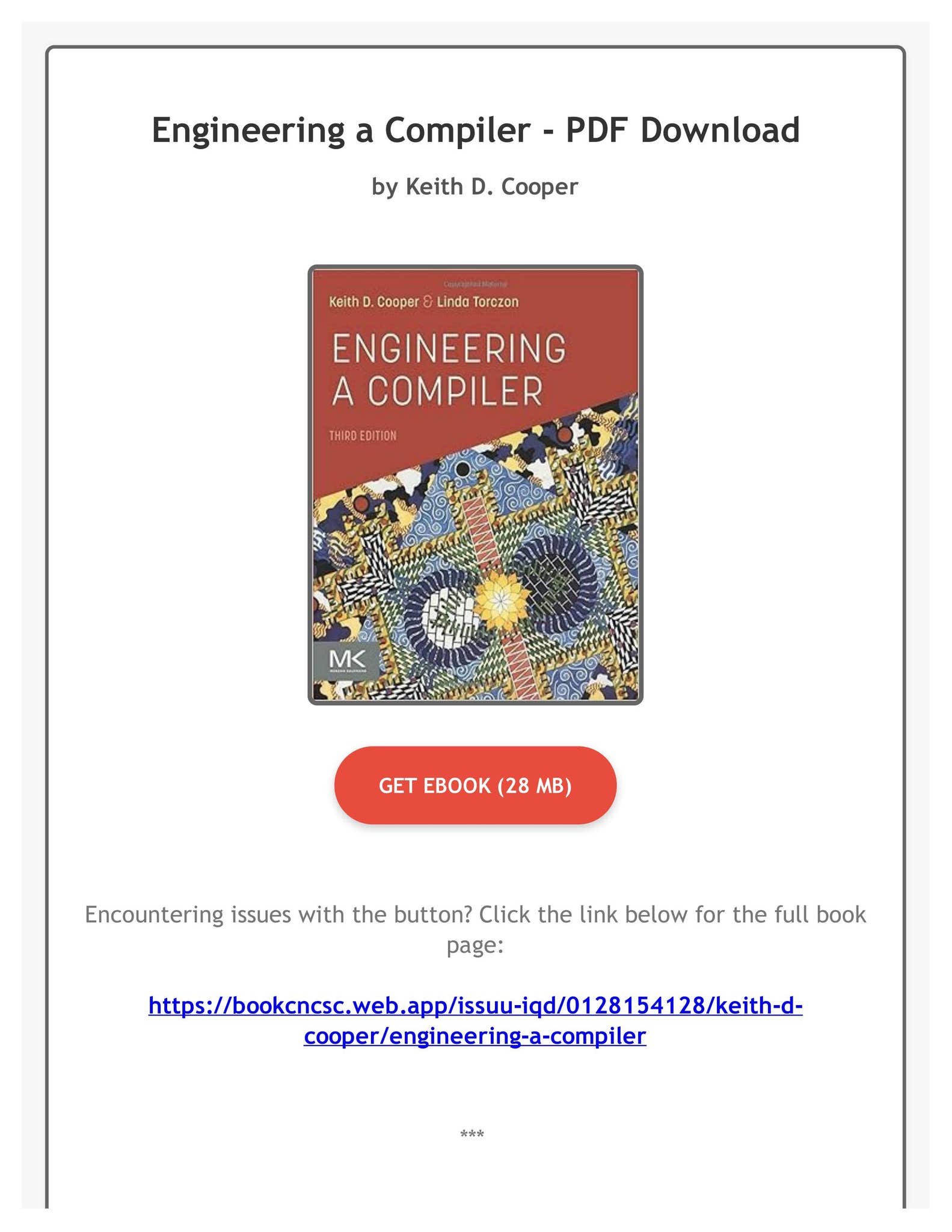 PDF Free Engineering a Compiler by Keith D. Cooper by MarianaErdmancf ...