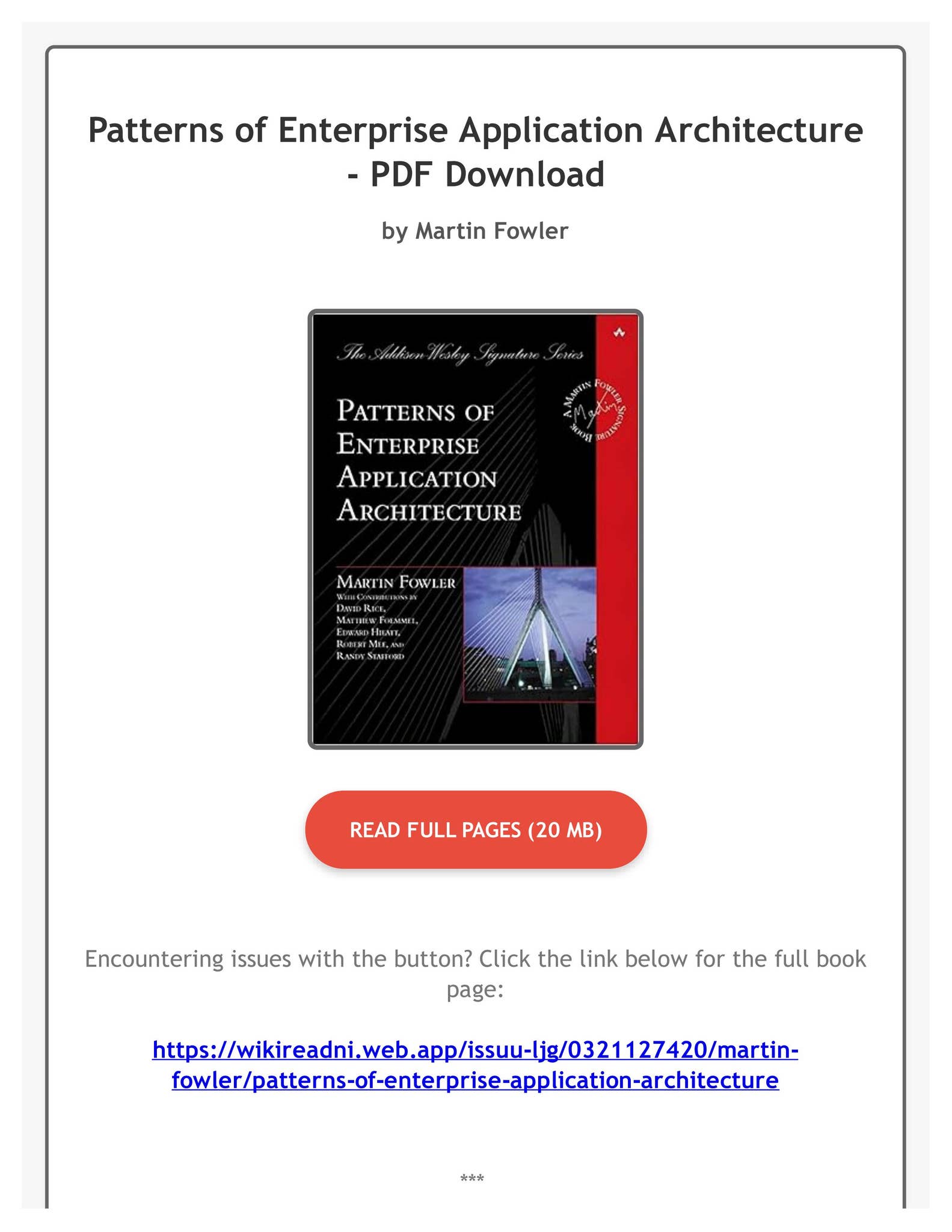 Epub Patterns of Enterprise Application Architecture by Martin Fowler ...