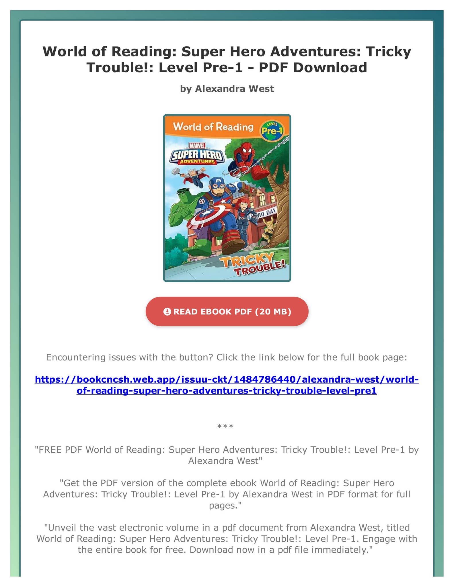 FREE PDF World of Reading: Super Hero Adventures: Tricky