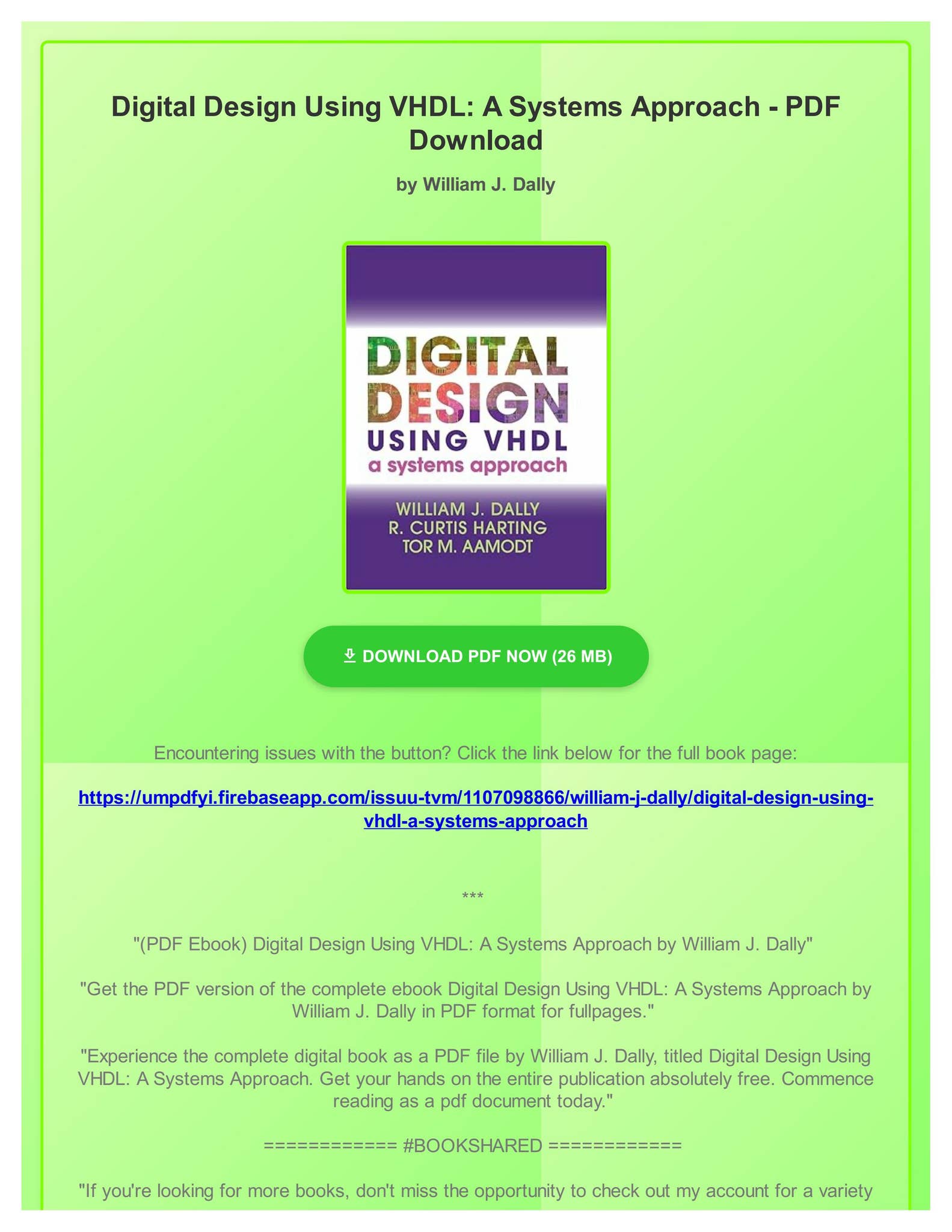 (PDF Ebook) Digital Design Using VHDL: A Systems Approach by William J ...