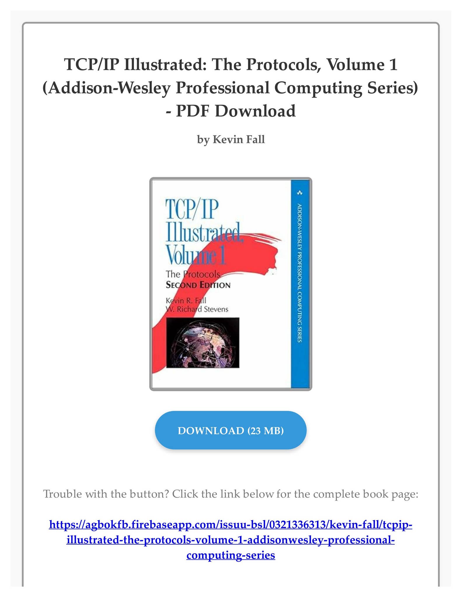 PDF Ebook TCP/IP Illustrated: The Protocols, Volume 1 (Addison-Wesley ...