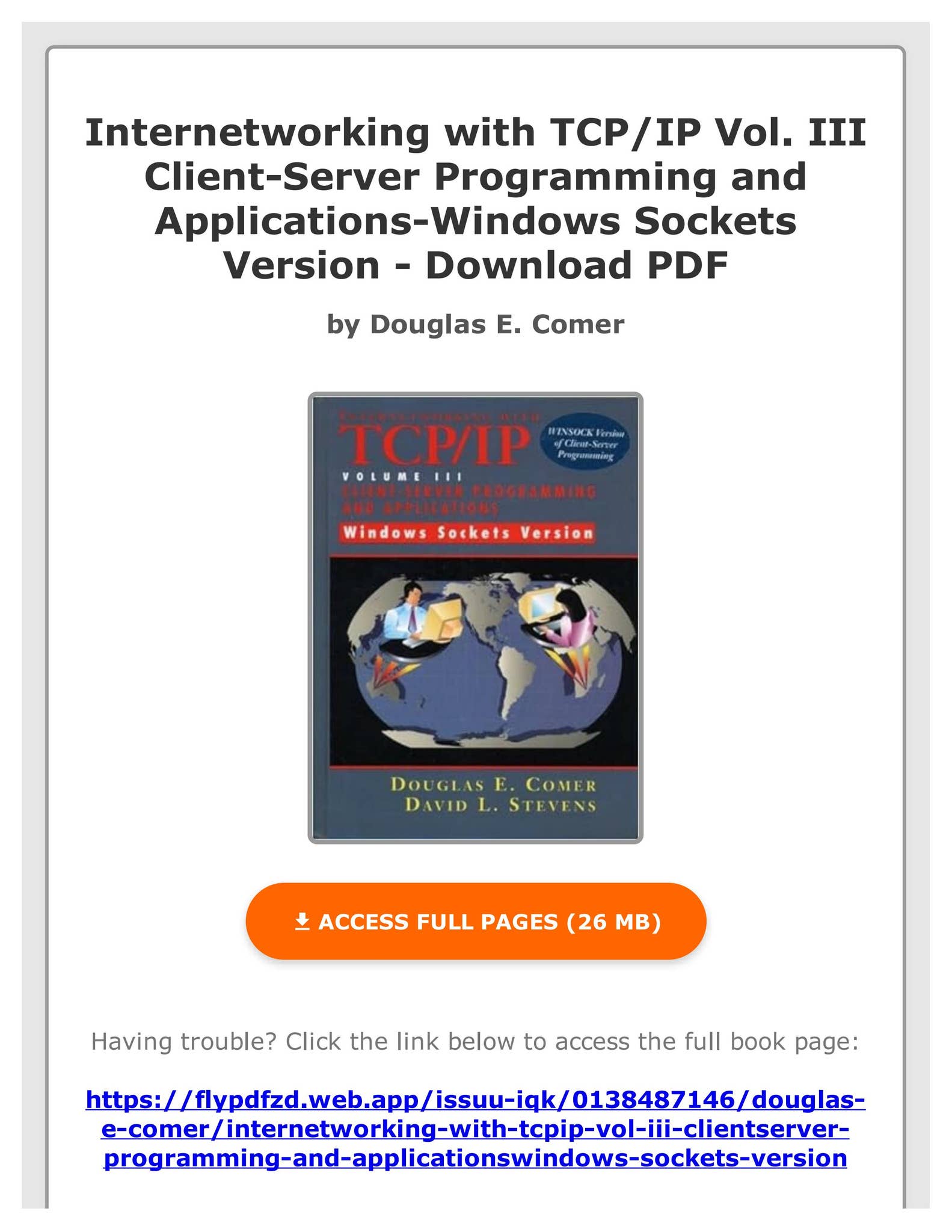 PDF Download Internetworking with TCP/IP Vol. III Client-Server ...