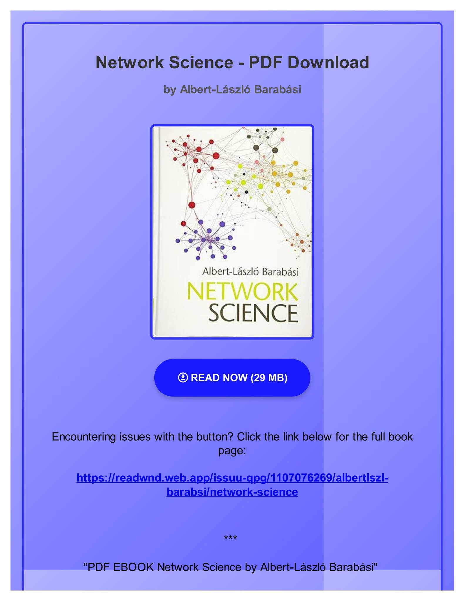 PDF EBOOK Network Science by Albert-László Barabási by