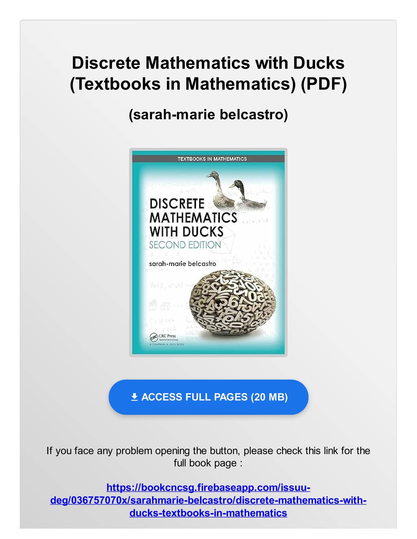 Ebook pdf discrete mathematics with ducks textbooks in mathematics by