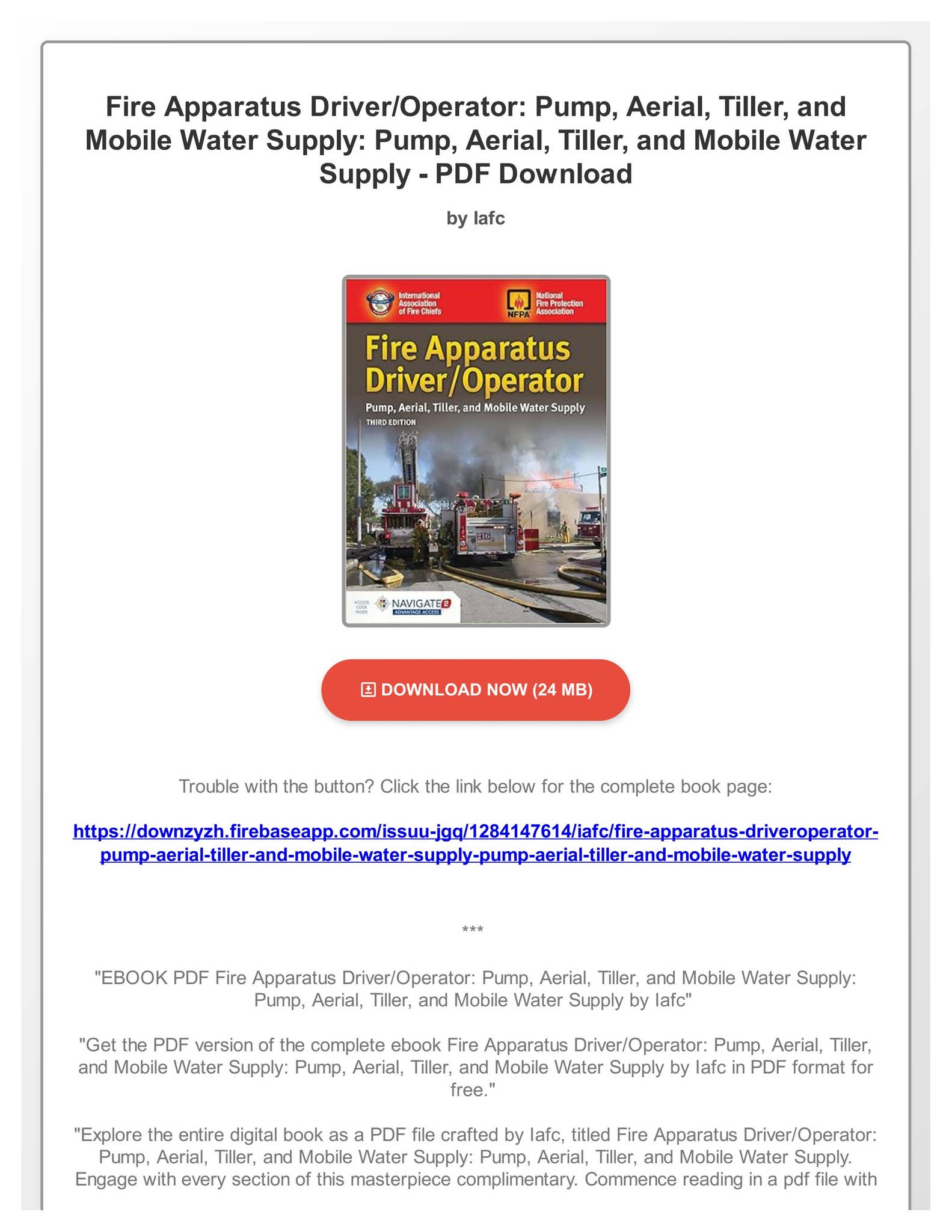 EBOOK PDF Fire Apparatus Driver/Operator: Pump, Aerial, Tiller, and ...