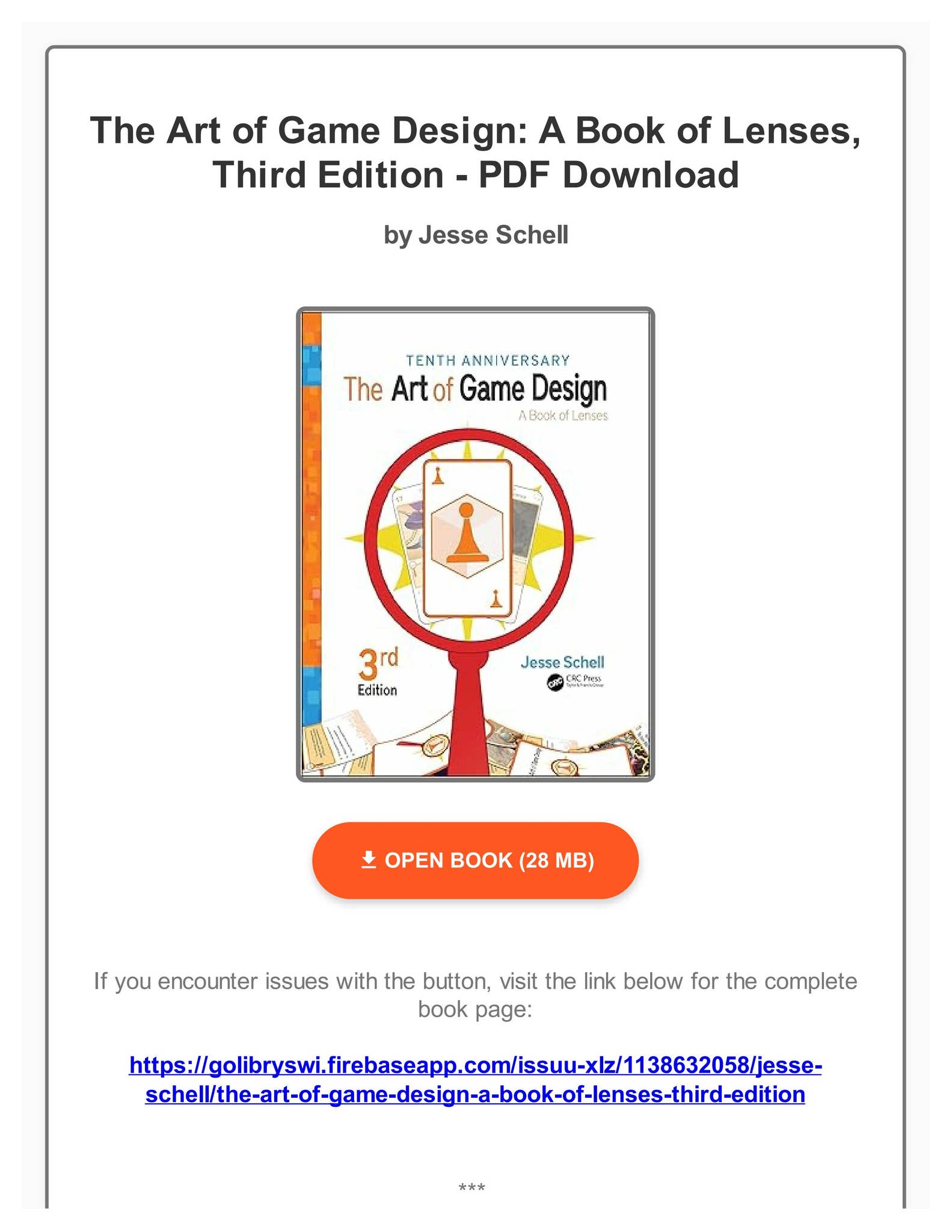 EBOOK The Art of Game Design: A Book of Lenses, Third