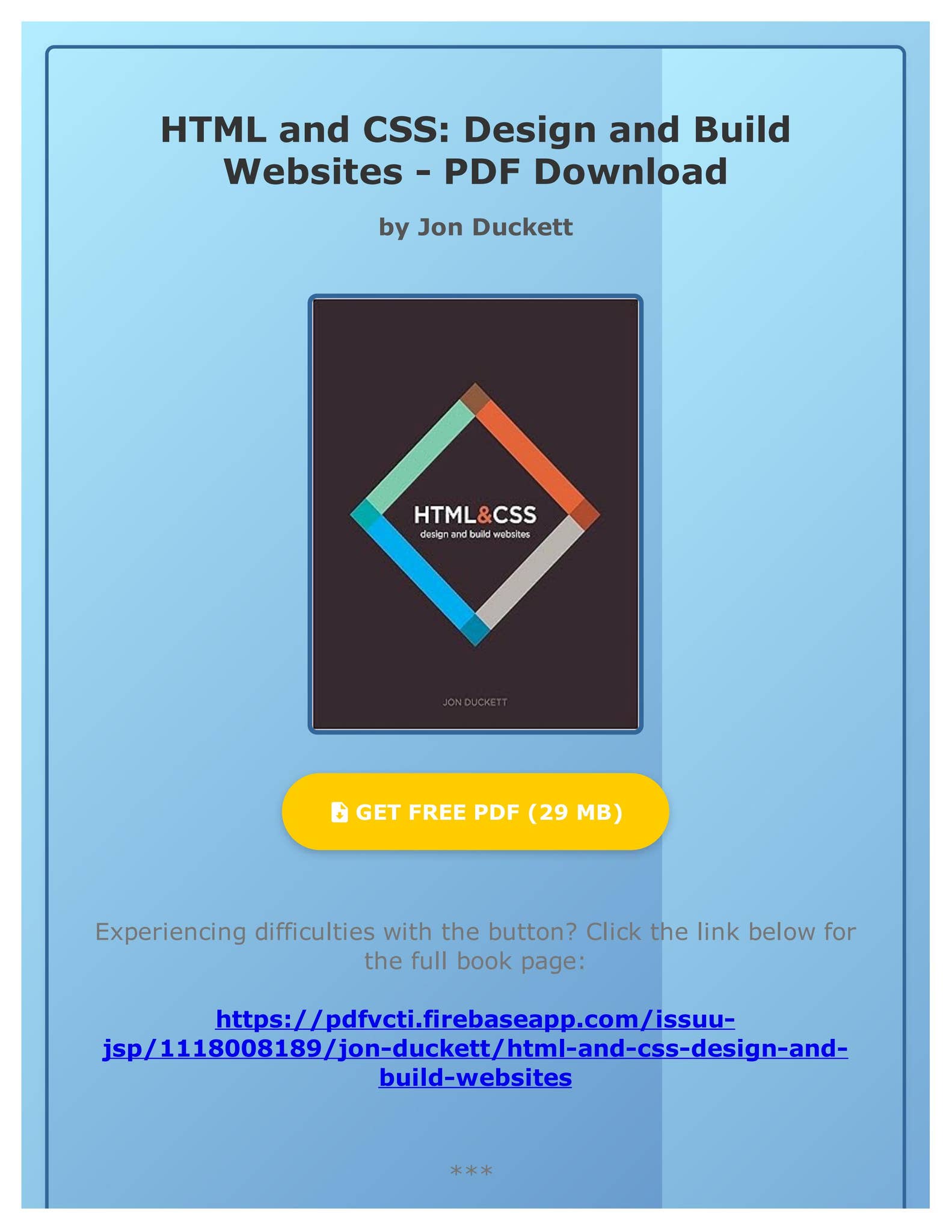 (PDF Free) HTML and CSS: Design and Build Websites by Jon Duckett by ...