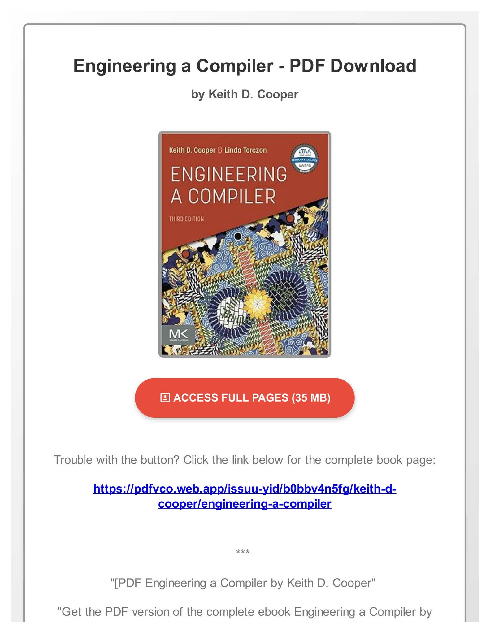 [PDF Engineering a Compiler by Keith D. Cooper by DestineeKozeyqh - Issuu