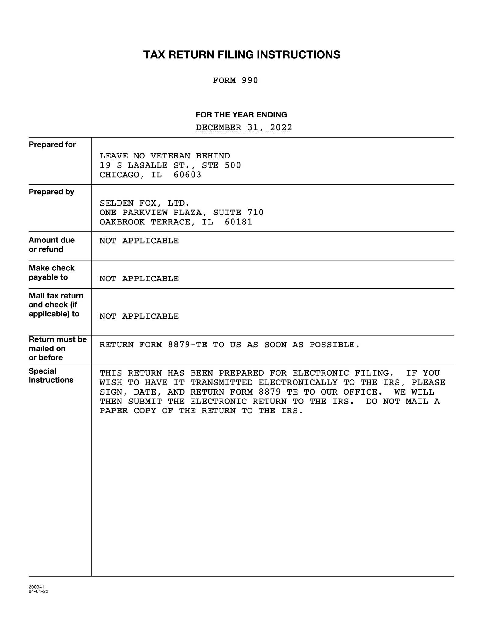 12-31-22 990 Leave No Veteran Behind by Leave No Veteran Behind - Issuu