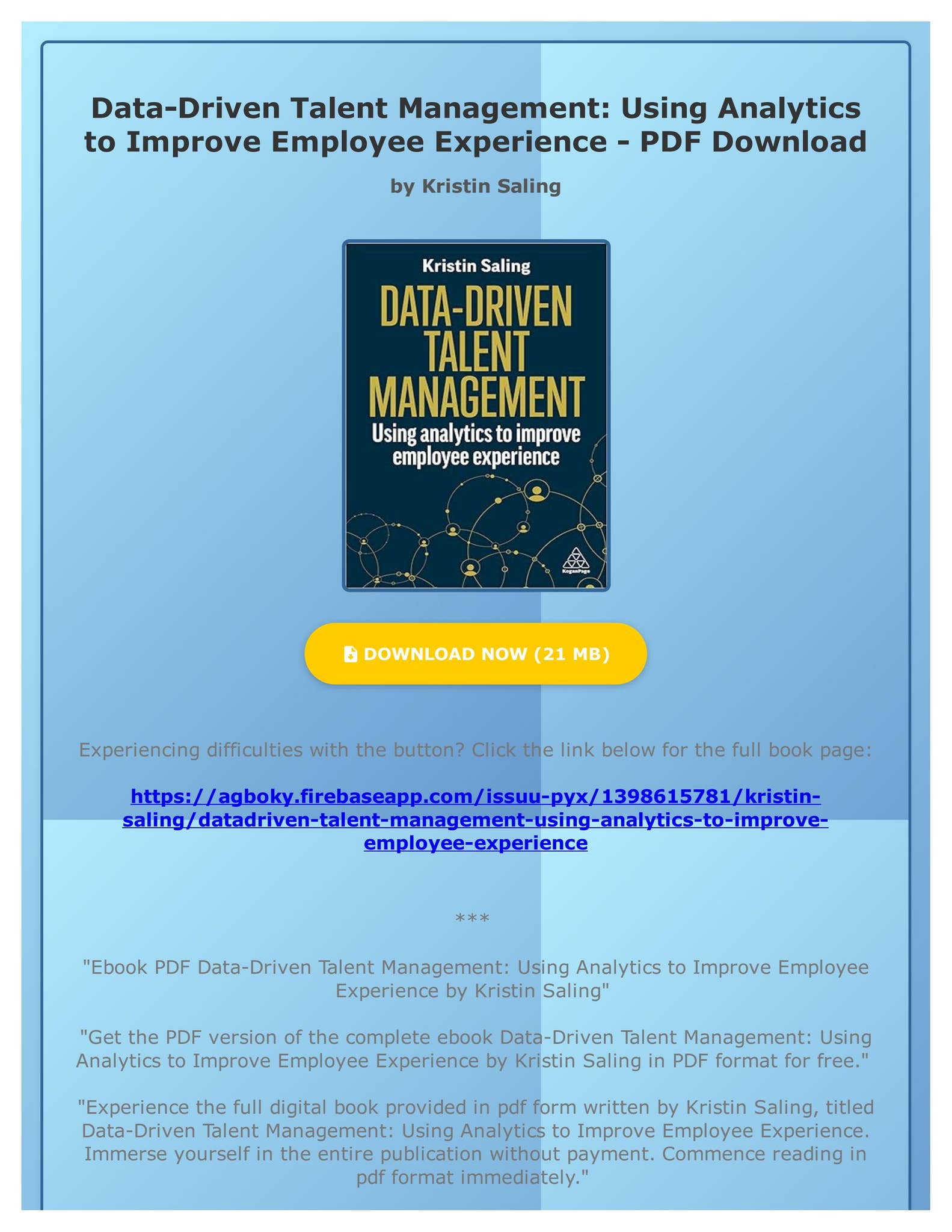 Ebook Pdf Data Driven Talent Management Using Analytics To Improve Ebook Pdf Data Driven Talent Management Using Analytics To Improve