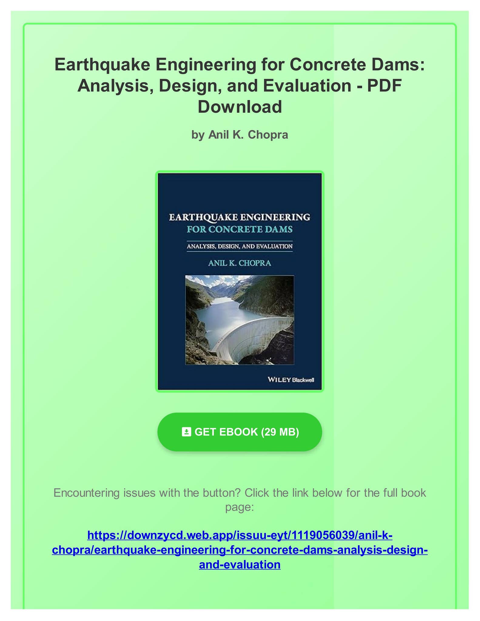 Free Pdf) Earthquake Engineering for Concrete Dams: Analysis