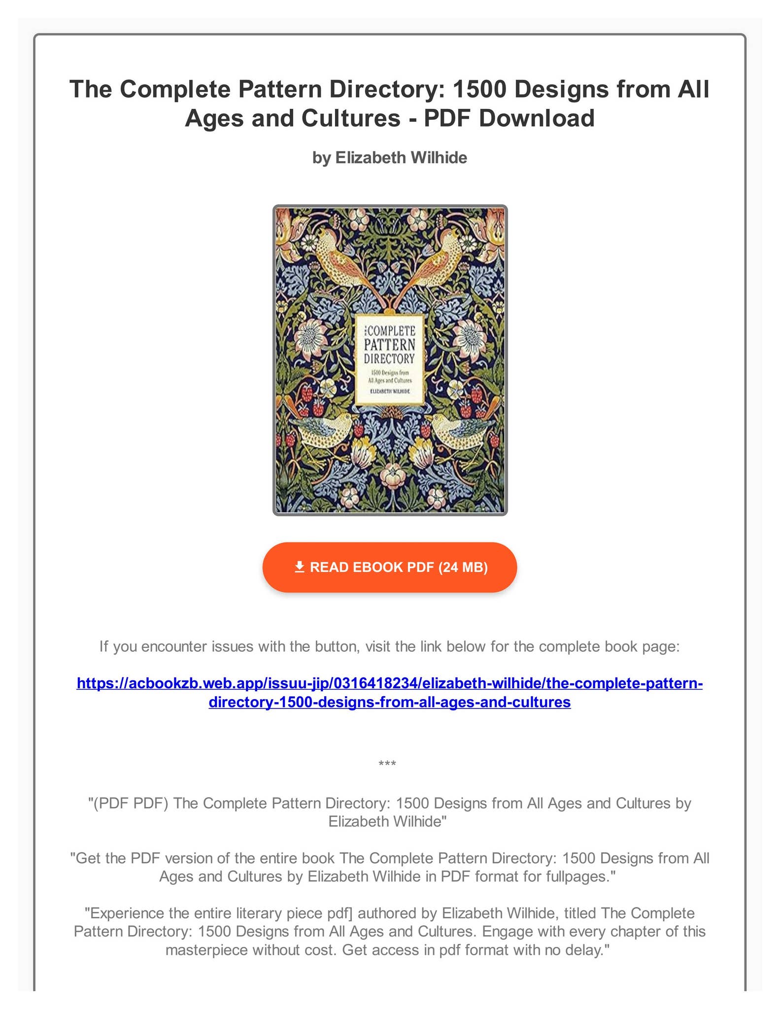 PDF PDF) The Complete Pattern Directory: 1500 Designs from