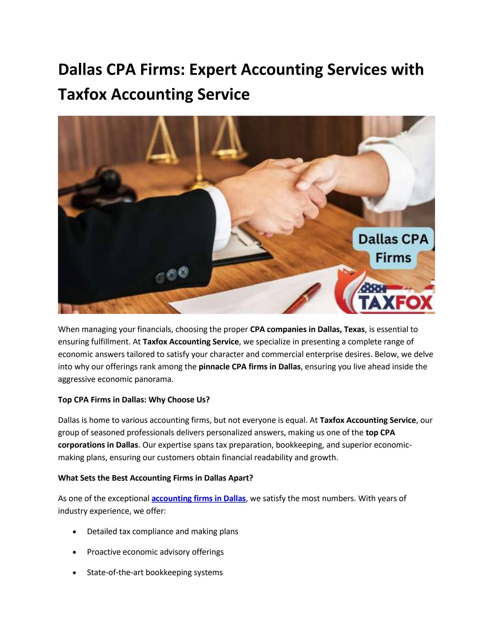 Dallas Cpa Firms Expert Accounting Services With Taxfox Accounting