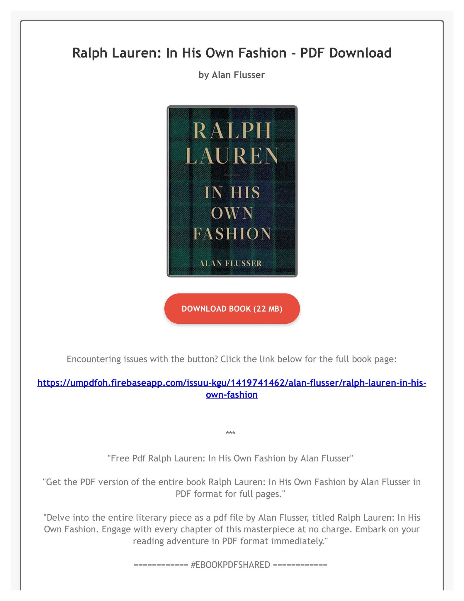 洋書 Ralph Lauren: In His Own Fashion Abrams Books Ralph Lauren Biography: In His Own Fashion