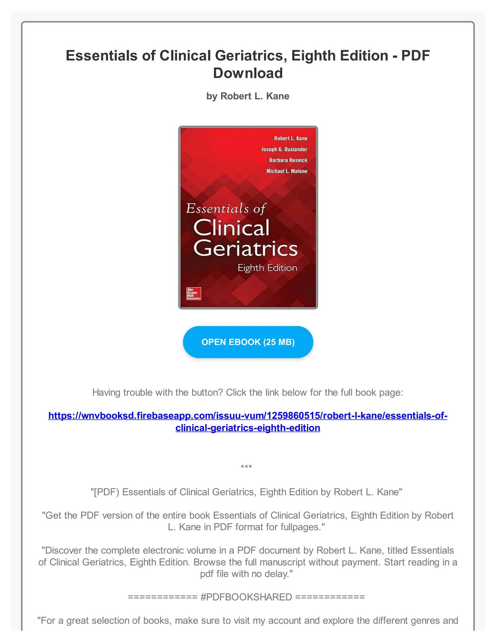 PDF) Essentials of Clinical Geriatrics, Eighth Edition by