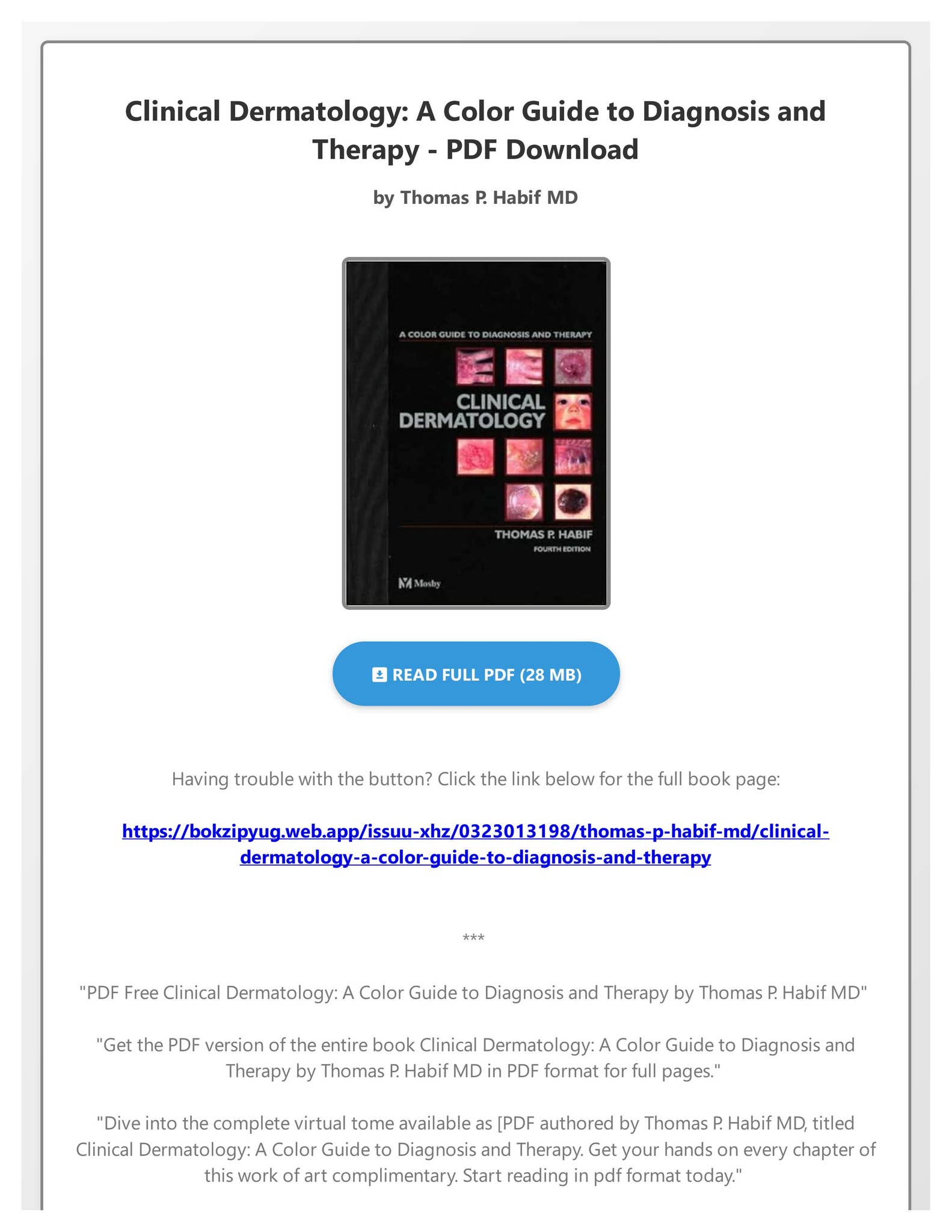 PDF Free Clinical Dermatology: A Color Guide to Diagnosis