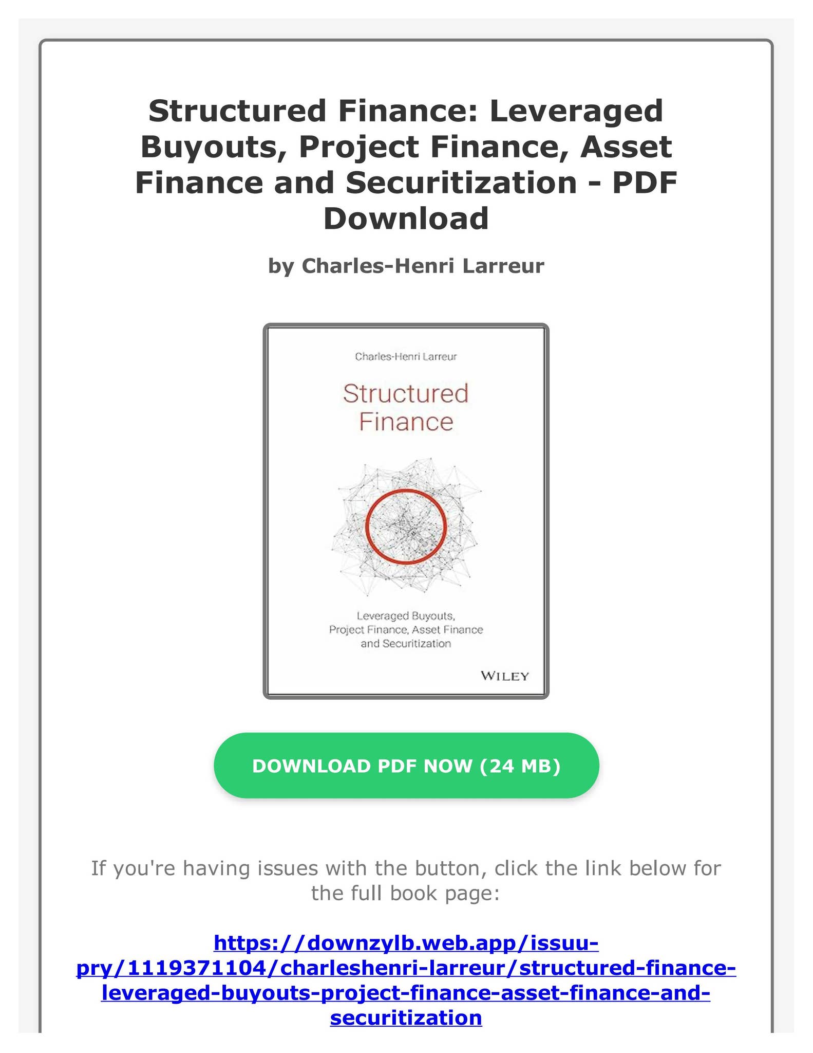 PDF) Structured Finance: Leveraged Buyouts, Project Finance