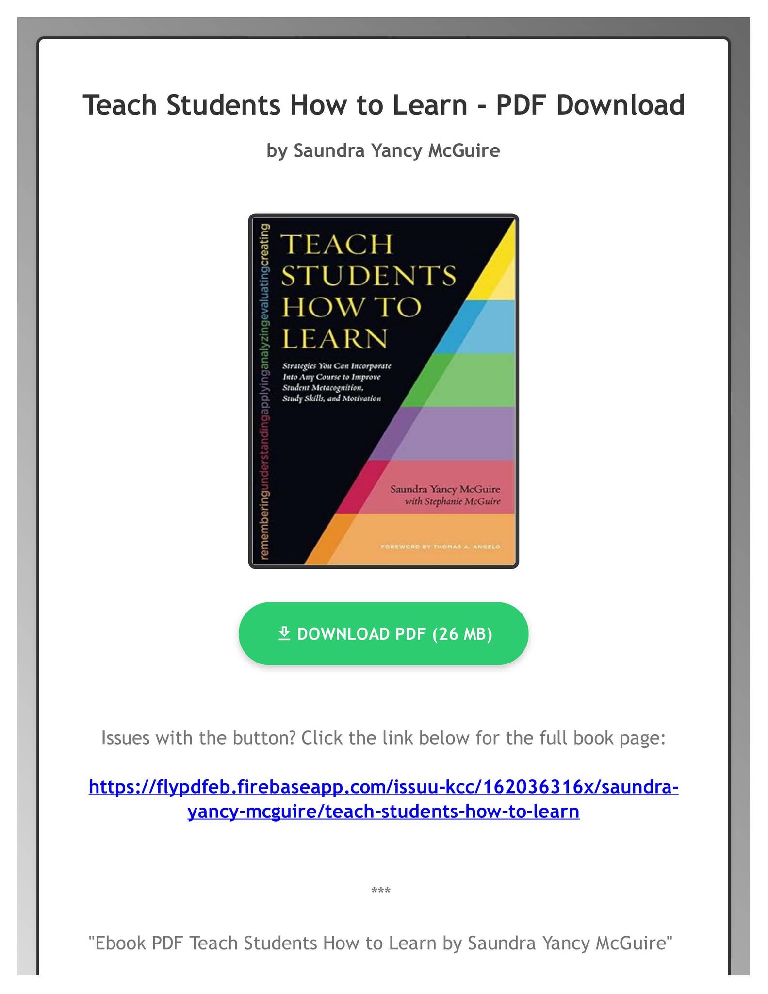 Ebook PDF Teach Students How to Learn by Saundra Yancy McGuire by ...