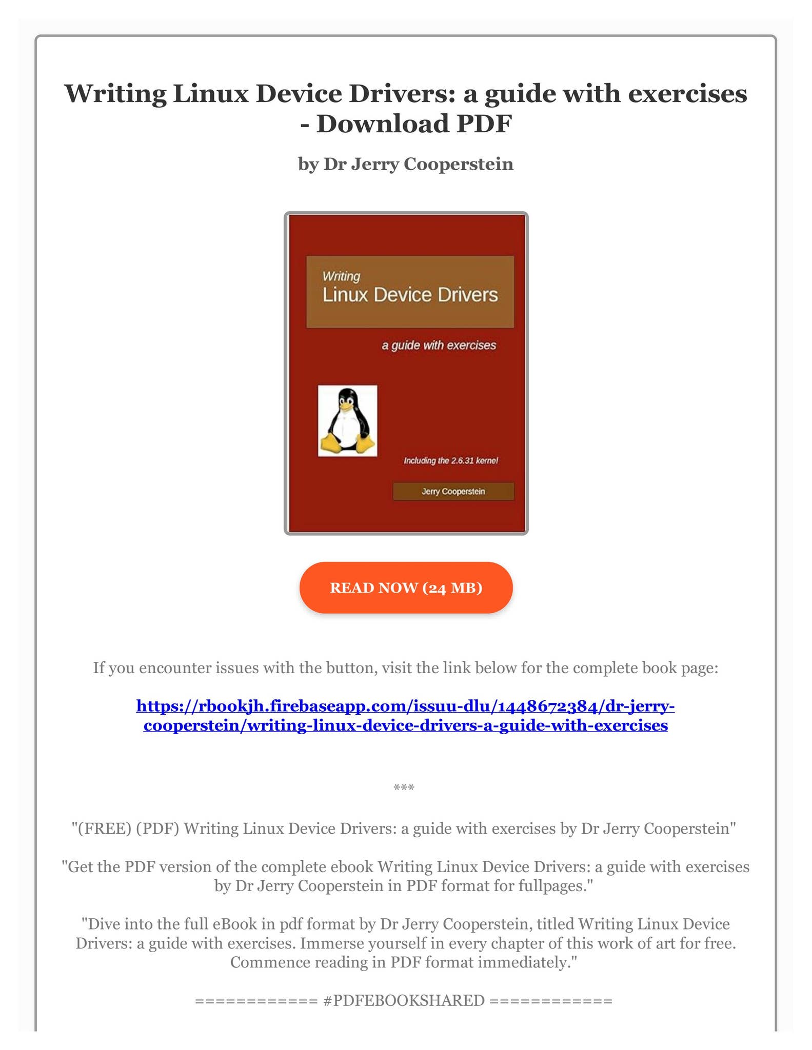 (FREE) (PDF) Writing Linux Device Drivers: a guide with exercises by Dr ...