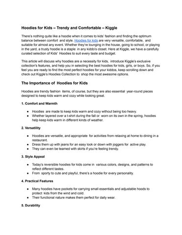 Hoodies for Kids – Trendy and Comfortable – Kiggle