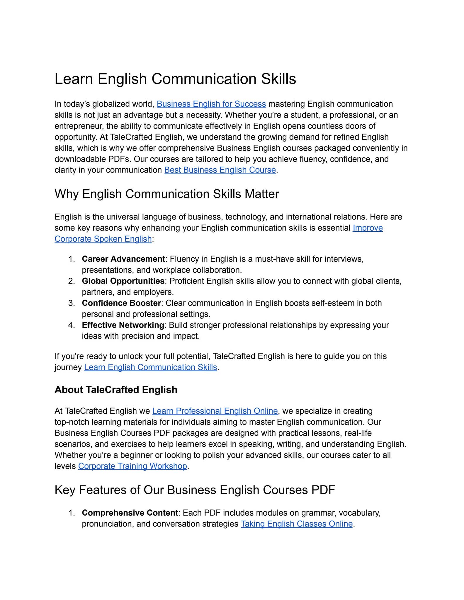 Learn English Communication Skills by Tale Crafted English