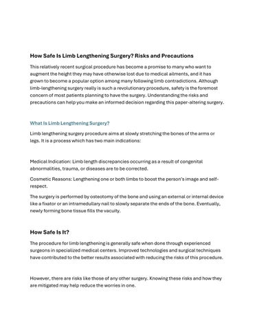 How Safe Is Limb Lengthening Surgery Risks and Precautions by Amar ...