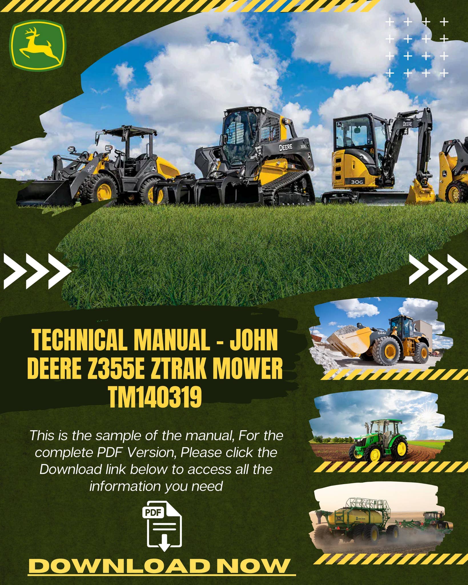 トリ TECHNICAL MANUAL - JOHN DEERE Z355E ZTRAK MOWER TM140319 by