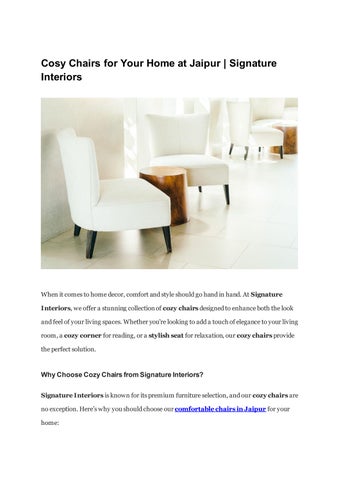 Cosy Chairs for Your Home at Jaipur | Signature Interiors