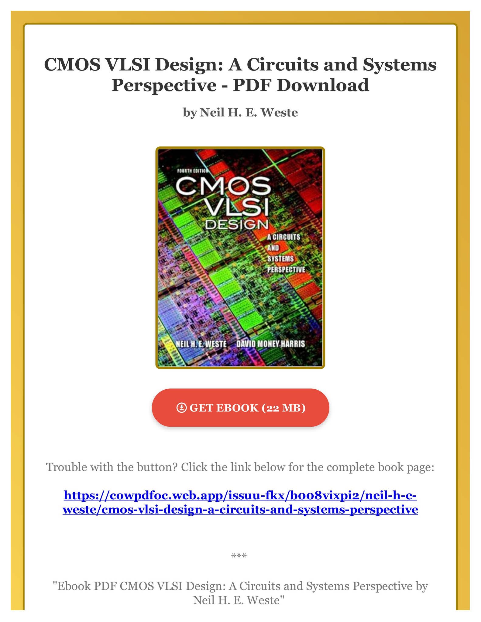 コンピュータ・IT Principles of CMOS VLSI Design:A Systems Circuit Design for CMOS VLSI: Uyemura, John P