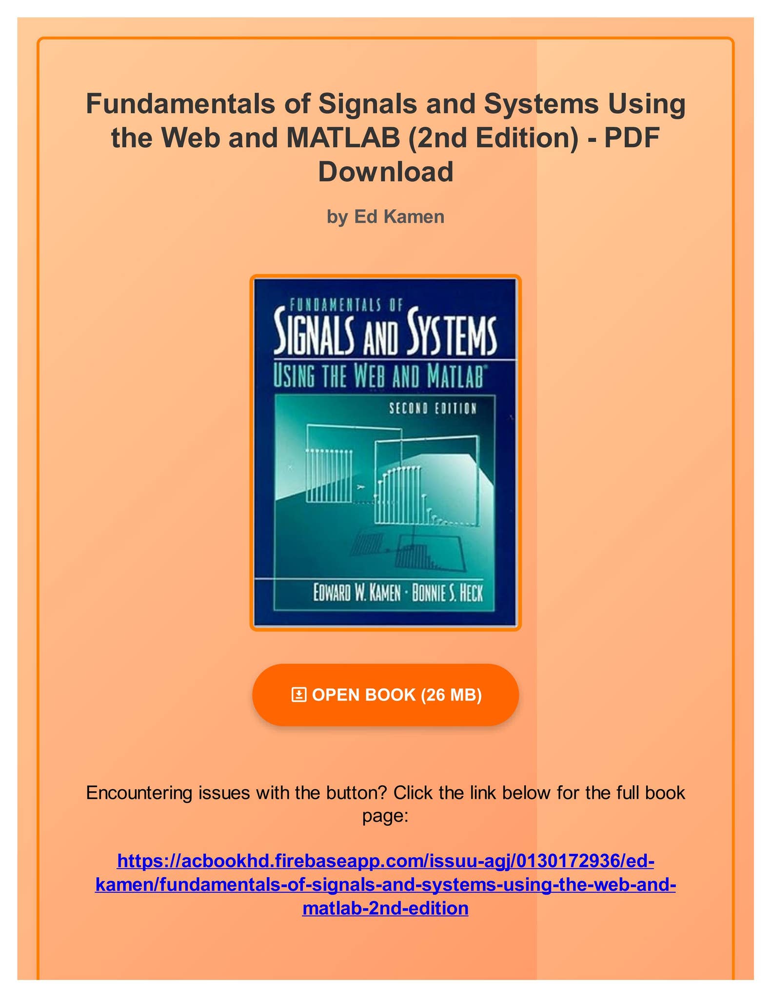 (PDF PDF) Fundamentals of Signals and Systems Using the Web and MATLAB ...