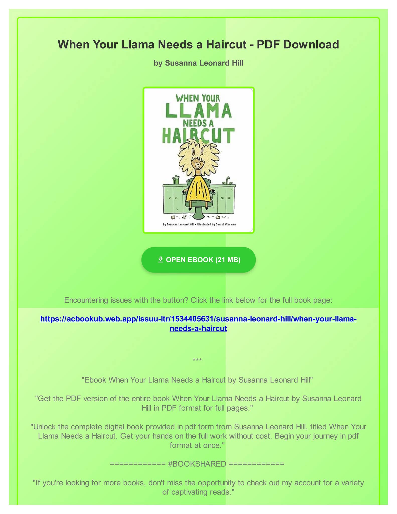 Ebook when your llama needs a haircut by susanna leonard hill by