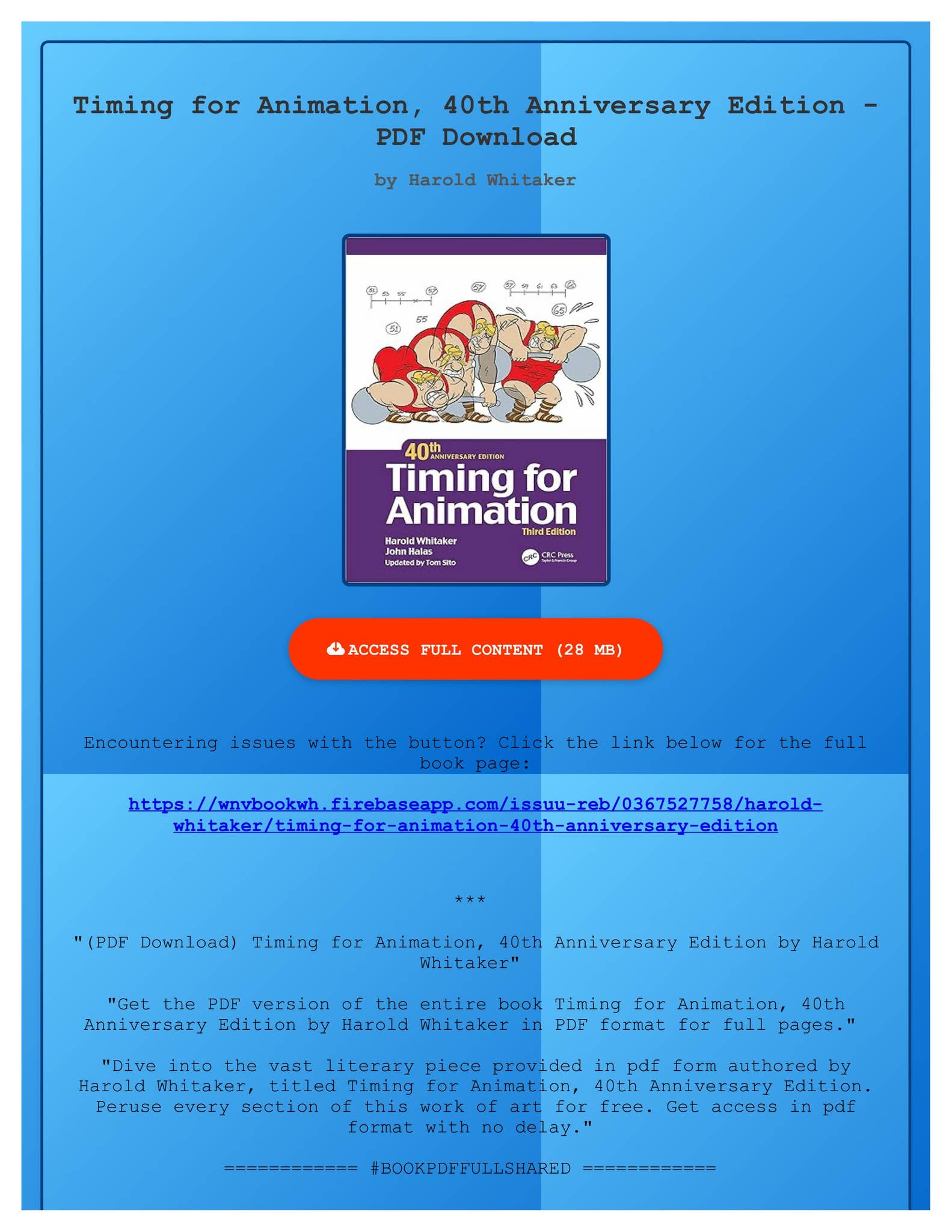 (PDF Download) Timing for Animation, 40th Anniversary Edition by Harold ...
