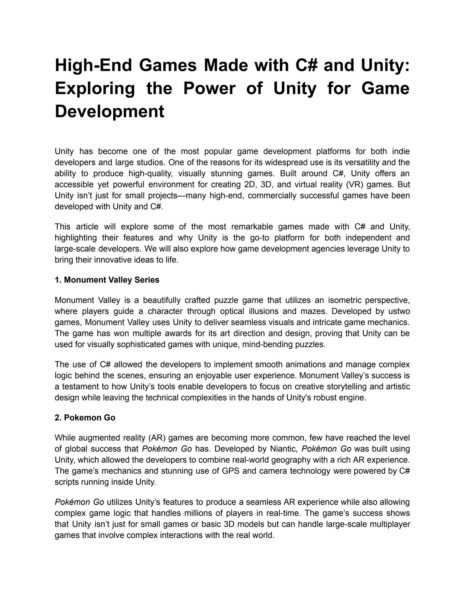 High-End Games Made with C# and Unity by Brsoftech Australia - Issuu