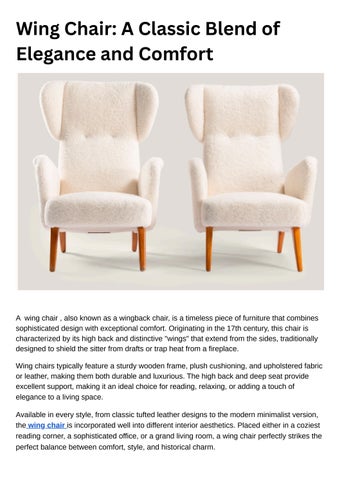 Wing Chair A Classic Blend of Elegance and Comfort