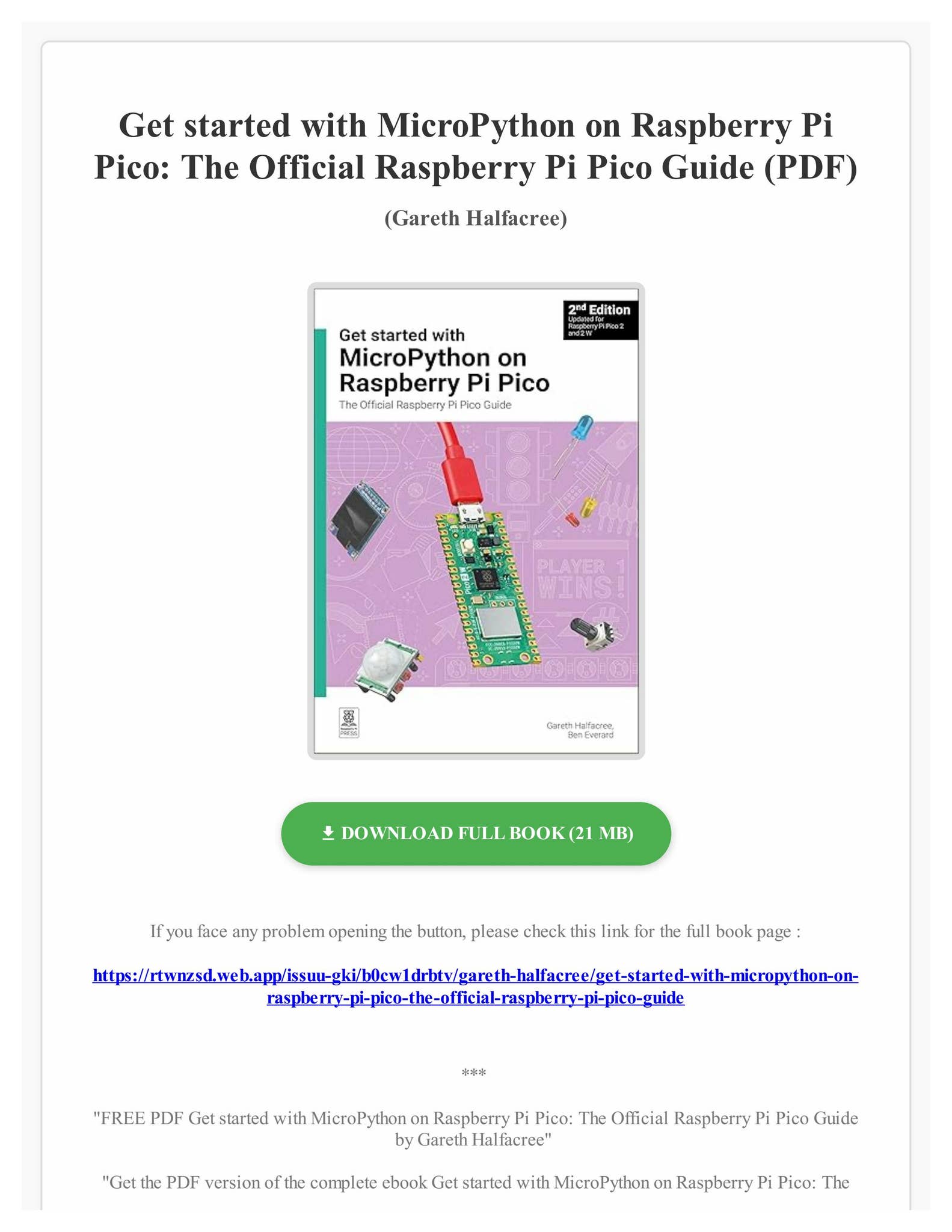 FREE PDF Get started with MicroPython on Raspberry Pi Pico: The ...