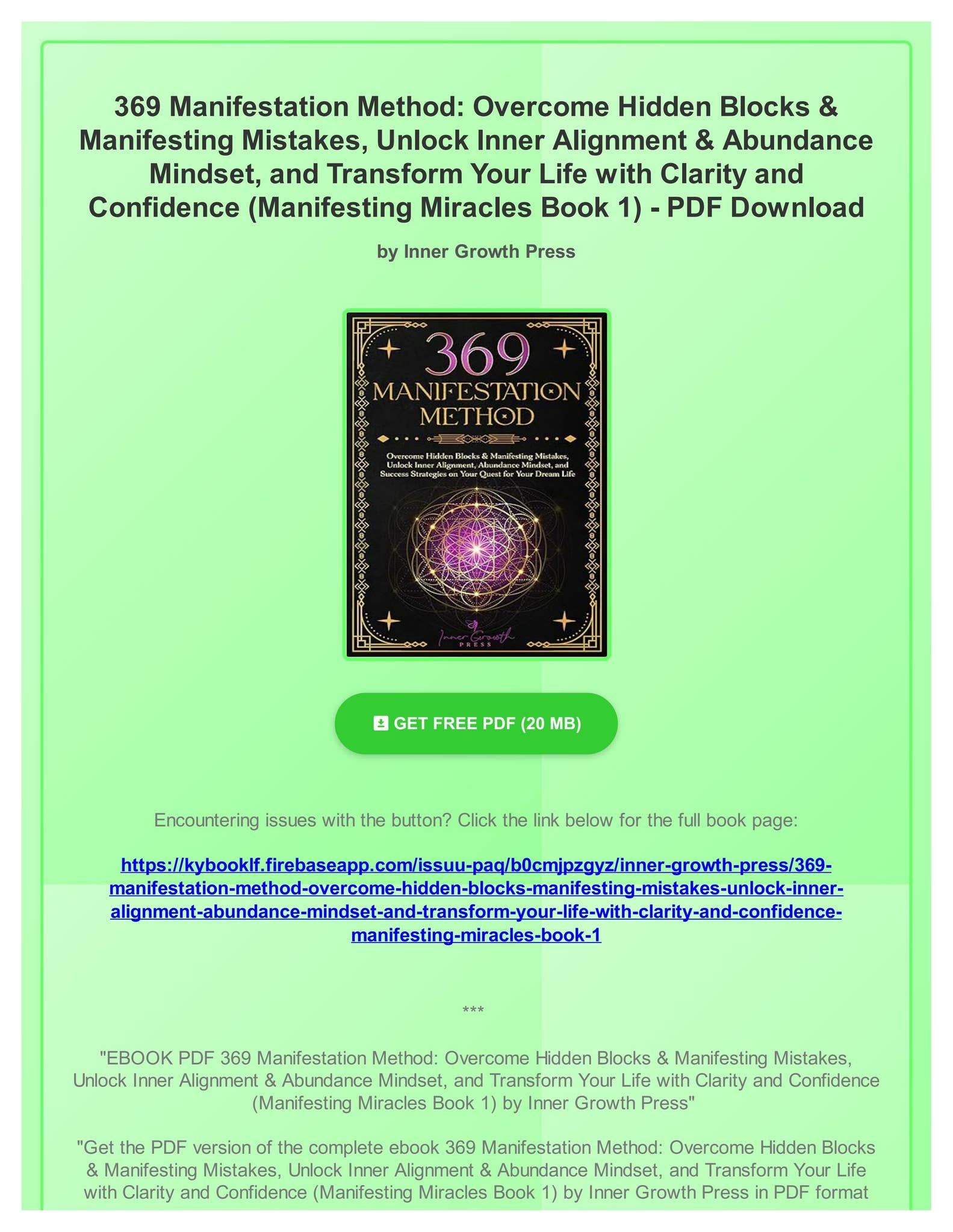 EBOOK PDF 369 Manifestation Method: Overcome Hidden Blocks