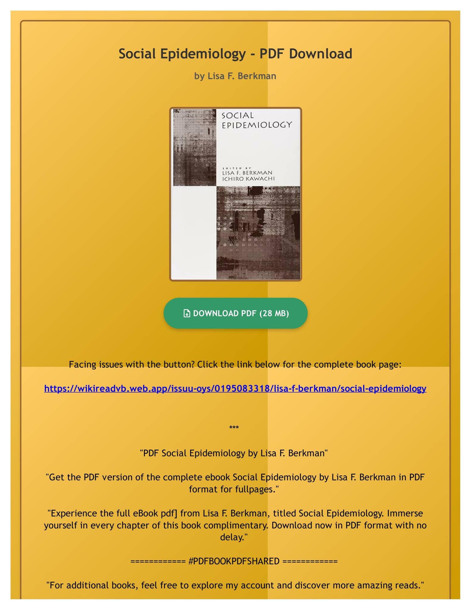 語学+参考書 Social Epidemiology PDF Social Epidemiology by Lisa F. Berkman by Rahsaancu - Issuu