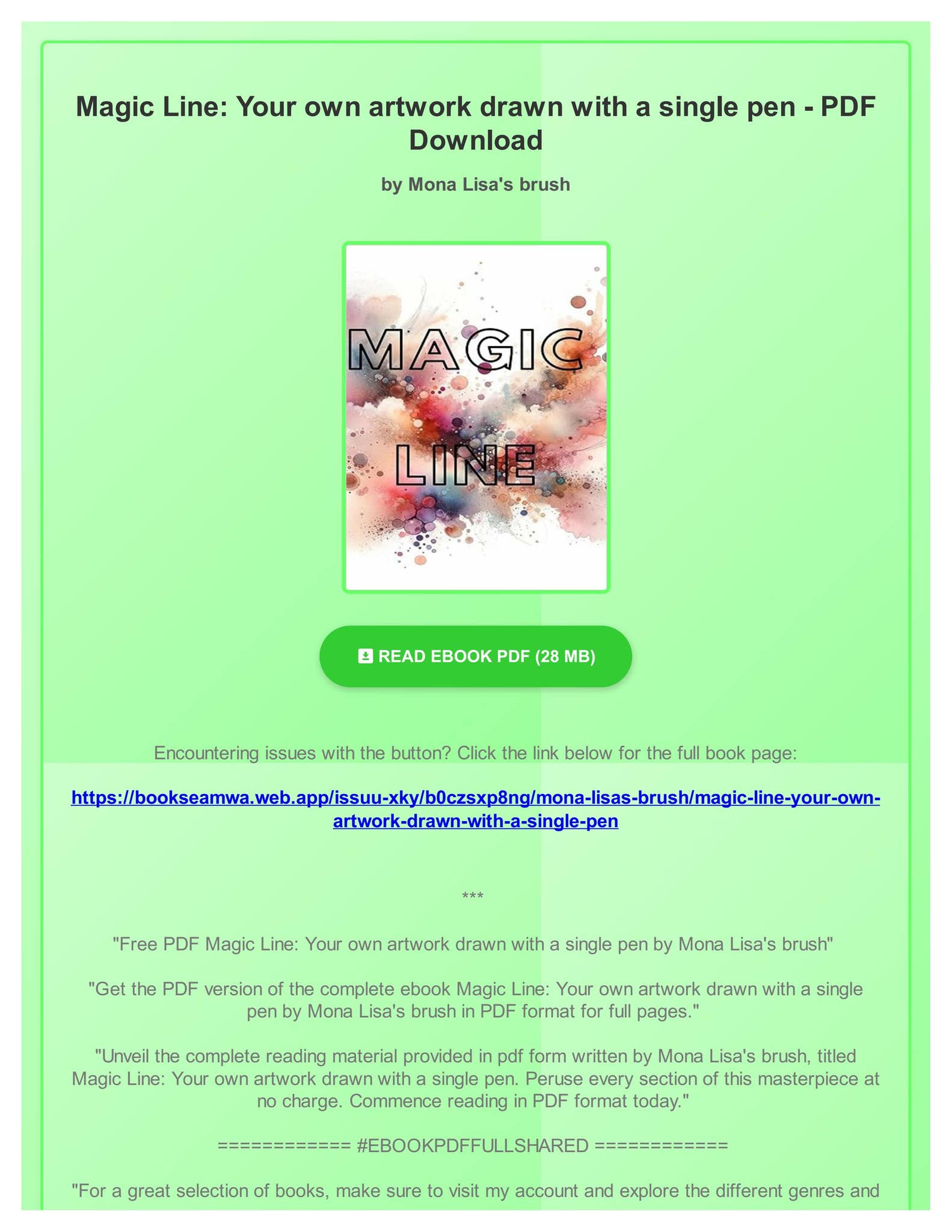 Free PDF Magic Line: Your own artwork drawn with a single pen by Mona ...