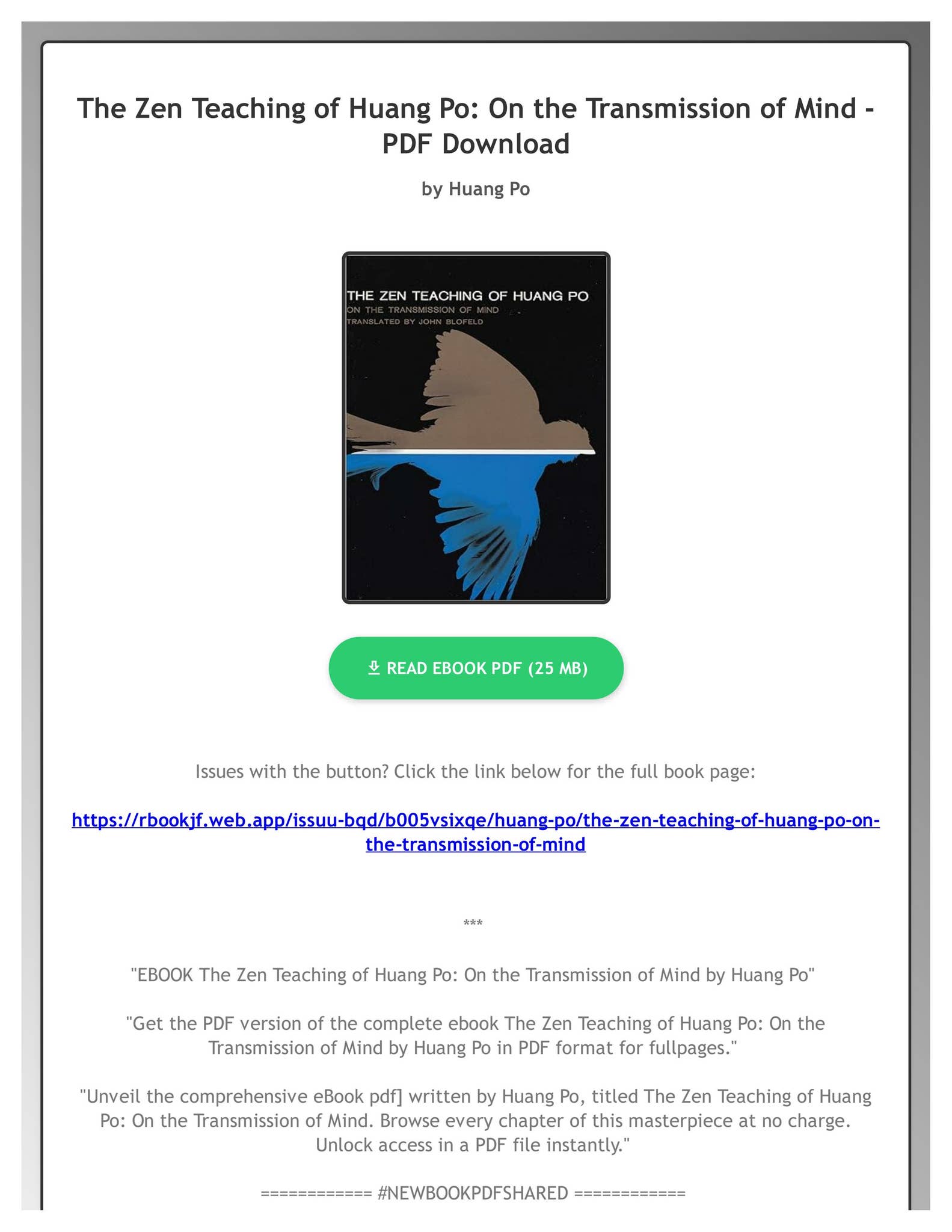 EBOOK The Zen Teaching of Huang Po: On the Transmission of
