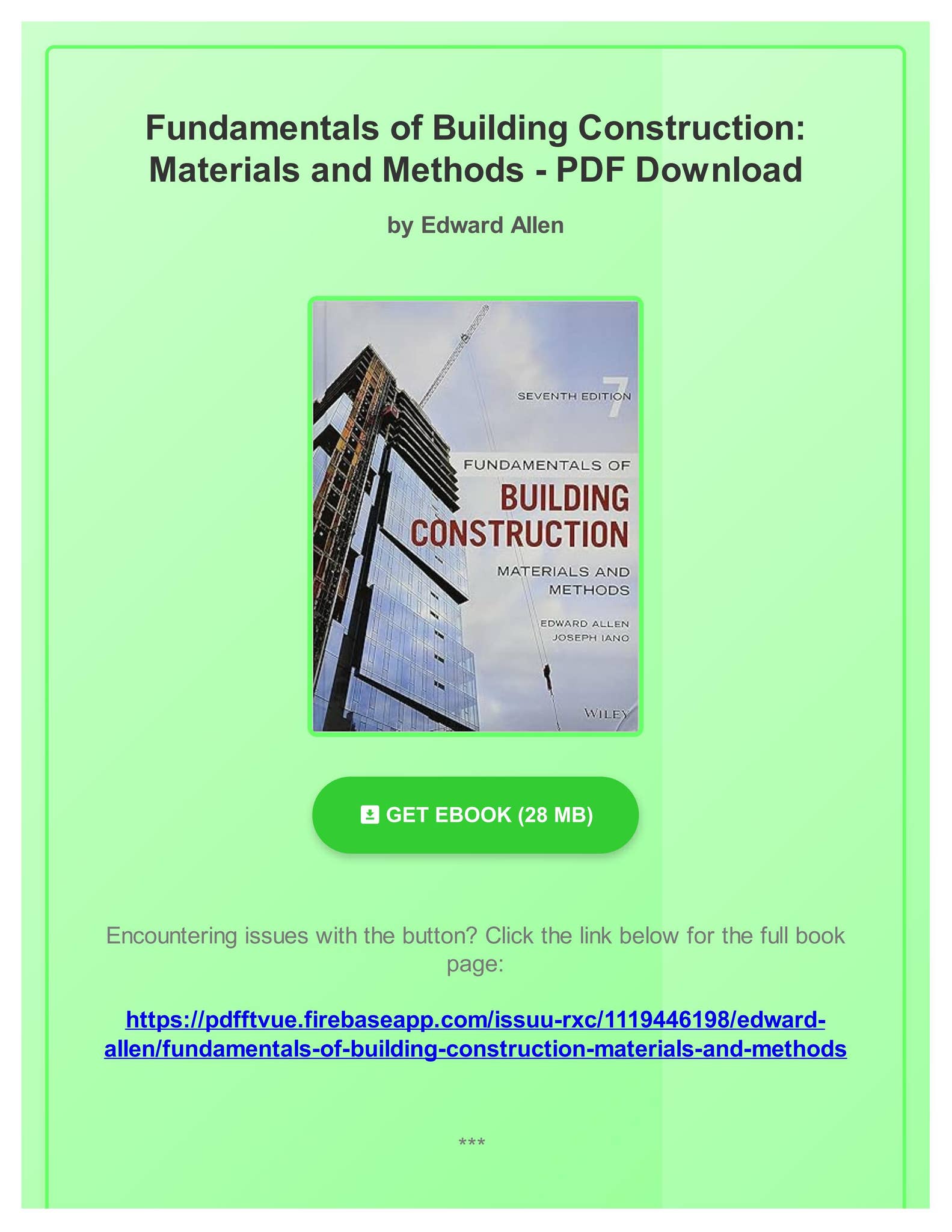 PDF Fundamentals of Building Construction: Materials and Methods by ...