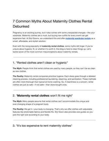 7 Common Myths About Maternity Clothes Rental Debunked