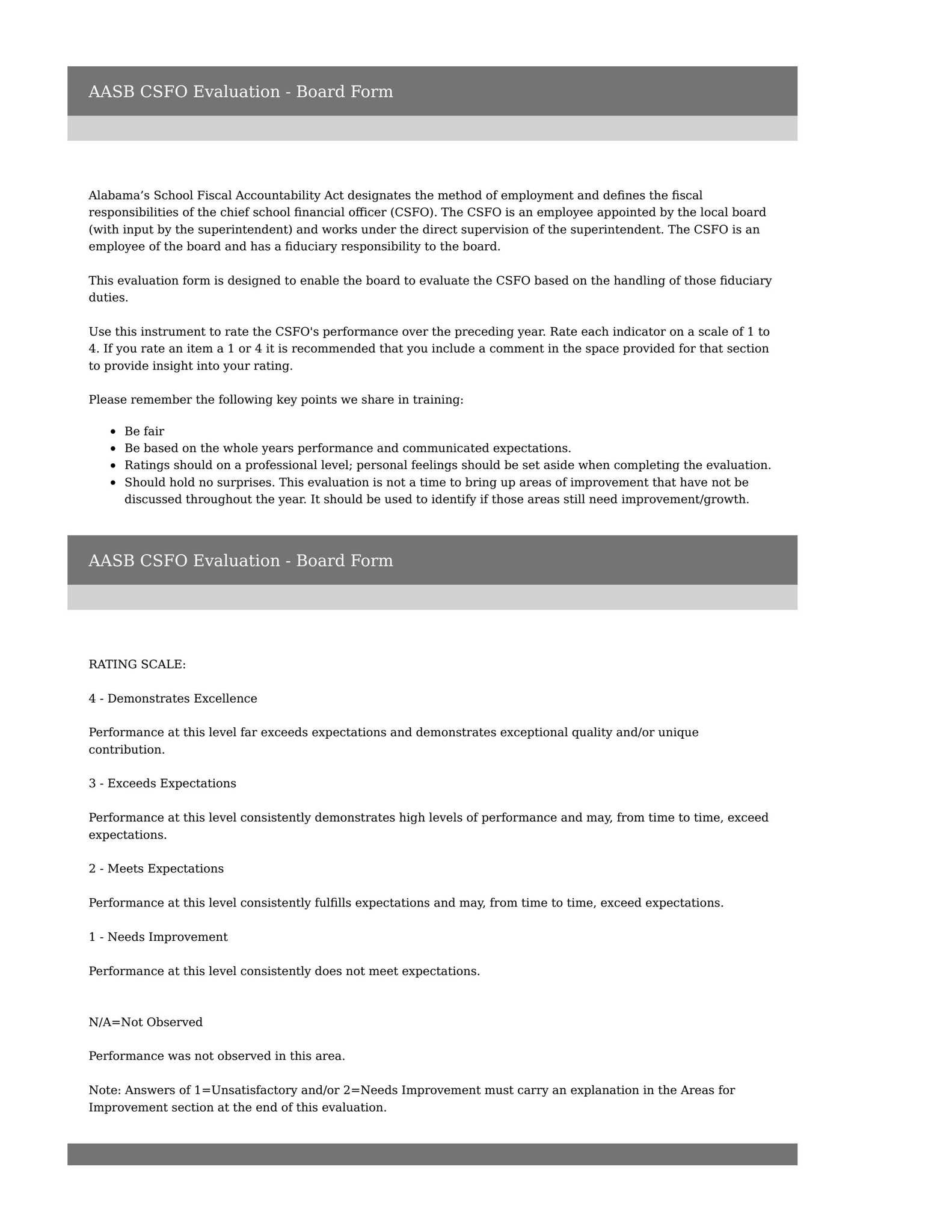 AASB CSFO Evaluation - Board Form by Athens City Schools - Issuu
