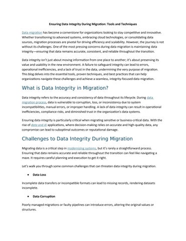 Ensuring Data Integrity During Migration Tools and Technique by Ava ...